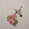 Ruby Red Hummingbird with Pink Flowers, Embroidered, Iron on Patch